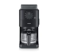 Severin - Machine à café filtre avec broyeur intégré pour café en grains ou moulu + réglage de la mouture, Cafetière filtre avec carafe verre 10 tasses, cuillère, filtre permanent, noir, KA 9215