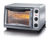 SEVERIN Mini-Four 20 L avec grille et plaque de cuisson incluses, Four posable 1 500 W design simple et élégant, Mini-four électrique avec minuteur 60 min, Argent, TO 2045