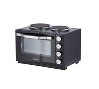 SEVERIN Mini-Four à chaleur tournante 30 L avec tournebroche et plaques de cuisson, Four posable 2 500 W design élégant, Mini-four électrique minuteur 120 min, Noir/Inox, TO 2065
