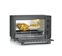SEVERIN Mini-Four à chaleur tournante 46 L avec pierre à pizza et tournebroche, Four posable 1 800 W design élégant, électrique avec minuteur 120 min, Noir, TO 9025