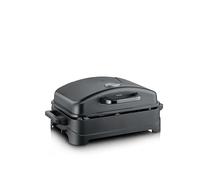 Severin PG 8597 Barbecue Électrique avec Couvercle, Revêtement Céramique, Surface Lisse et Nervurée, Thermomètre Intégré