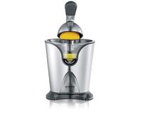 SEVERIN Presse-agrumes manuel ou avec bras articulé, Régulateur de pulpe et bec verseur en inox, 2 cônes amovibles, Accessoire de cuisine pour jus de fruits fraîchement pressés, inox/noir, CP 3544