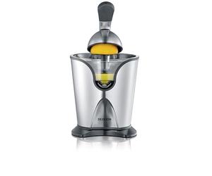 SEVERIN Presse-agrumes manuel ou avec bras articulé, Régulateur de pulpe et bec verseur en inox, 2 cônes amovibles, Accessoire de cuisine pour jus de fruits fraîchement pressés, inox/noir, CP 3544