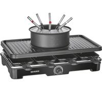 RACLETTE GRILL FONDUE 8PERS 1400W TH° REVETEMENT CERAMIQUE NOIR SEVERIN - 2347