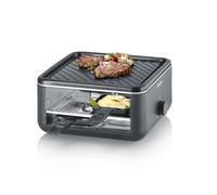 Raclette Gril - SEVERIN - RG2360 - 4 pers. - Compacte - Plaque 24 x 24 cm - Inclus 4 Poêlons et spatules - Noir