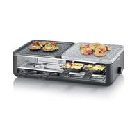 Raclette Gril - SEVERIN - RG2366 - 8 pers. - Pierre Naturelle et Plaque de Cuisson Réversible - 8 poêlons - Noir