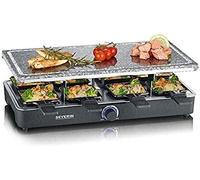 SEVERIN Raclette Gril 8 personnes, Pierre de Cuisson Naturelle, Thermostat Réglable, Surface de Cuisson 46 X 23 cm, Noir, RG 2372