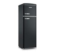 SEVERIN Réfrigérateur Congélateur 2 portes, Pose libre, Réfrigérateur Double Porte avec Congélateur Largeur 55 cm, 246 L, Classe D, Look Rétro, Noir mat, RKG 8984