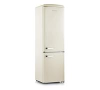 SEVERIN Réfrigérateur Congélateur combiné, Pose libre, Longueur 55 cm, 244 L, Classe D, Combiné Réfrigérateur design Rétro, Crème, RKG 8919