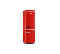 SEVERIN Réfrigérateur Congélateur combiné Total NoFrost, Pose libre, Largeur 60 cm, 315 L, Classe E, Veggibox inclus, Rétro, Rouge, RKG 8997