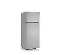 Severin Réfrigérateur Congélateur Haut 2 portes, Pose libre, Longueur 55 cm, 206 litres, Classe E, Veggibox incluse, Gris, DT 8761