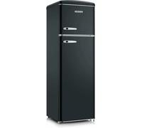 SEVERIN Réfrigérateur Congélateur 2 portes, Pose libre, Réfrigérateur Double Porte avec Congélateur Largeur 55 cm, 246 L, Classe D, Look Rétro, Noir mat, RKG 8984
