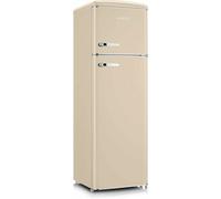 Severin Réfrigérateur Congélateur 2 portes, Pose libre, Réfrigérateur Double Porte avec Congélateur Largeur 55 cm, 246 L, Classe D, Look Rétro, Crème, RKG 8985