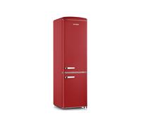 Severin Réfrigérateur Congélateur combiné, Pose libre, Longueur 55 cm, 244 L, Classe D, Combiné Réfrigérateur design Rétro, Rouge, RKG 8917