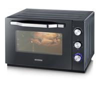 SEVERIN TO 2073 Four posable XXL a Chaleur Tournante 60 L avec pierre a pizza et tournebroche, 2 200 W, Minuteur 120 min, Noir/I