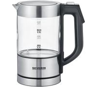 SEVERIN Bouilloire en verre 100% sans BPA, 1 100 W, Petite bouilloire réglable par palier de 5°C, Capacité : 0,5 L, Fonction Maintien au chaud, Bouilloire électrique compacte, verre/inox, WK 3458