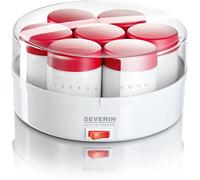 SEVERIN Yaourtière, 14 Pots de 150 ml Inclus, + Livre de Recettes, Graduation Mémo, JG 3519, Blanc/Rouge