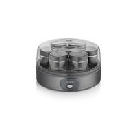 SEVERIN Yaourtière pratique et compacte, Machine à yaourt maison 13 W, Yaourtière électrique et 7 pots de yaourt en verre de 150 ml avec couvercle, garanti sans BPA, anthracite, JG 3510