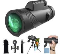 Severnier monoculaire 12x50, Télescope Monoculaire, avec Prisme BAK4 et FMC, avec Support pour Smartphone et Trépied de Mise à Niveau, pour la Camping, Chasse,compétitions Sportives (Noir Pro)