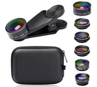 Severnier Objectif pour Telephone, 7 en 1 Universel Objectif pour Smartphone, Fisheye à 198°, Grand Angle 0,63X, Macro 15X, CPL, Objectif pour iphone pour Plupart des Smartphones (M)