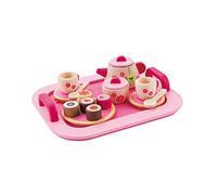 Sevi 82314 Kaffee/Tee Service aus Holz mit Tablett 27 x 23 cm, Zubehör Spielküche, Teekanne, Zuckerdose, Tassen etc, hochwertiges Rollenspiel für Kinderküche, Teeparty Set für Kinder ab 3 Jahren, Rosa