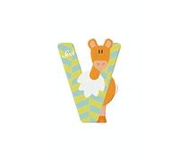 Sevi 83022 Tier Holzbuchstaben 10 cm, V-ikunja, Türbuchstaben für Kinderzimmer, ABC und Tiere lernen mit Holzspielzeug, hochwertig handdekoriert mit 12 Farben, Deko oder Lernspielzeug für Kinder, Bunt