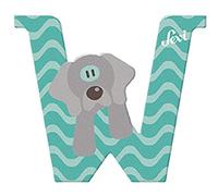 Lettre en bois Animaux W comme 'Weimaraner (Braque de Weimar)' 8 cm