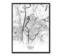 Seville carte ville city map n&b