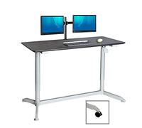 Seville Classics Airlift Chariot de Bureau Mobile Assis-Debout pneumatique Table d'ordinateur de Bureau Ergonomique réglable en Hauteur, Expresso, 137 x 60 x 71-112 cm