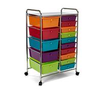 Seville Classics Chariot de Rangement Utilitaire à roulettes Multifonction à 15 tiroirs, Multicolore (perlé), Taille L