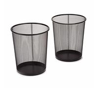 Seville Classics Lot de 2 poubelles rondes en maille d'acier pour poubelle ou recyclage à la maison, au bureau ou au garage, noir, 19 litres
