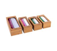 Seville Classics Lot de 4 bacs de rangement en bambou de qualit sup rieure pour couverts, garde-manger, bureau, stylos, ustensiles, maquillage,