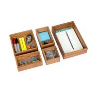 Seville Classics Lot de 5 bacs de rangement en bambou de qualit sup rieure pour couverts, garde-manger, bureau, stylos, ustensiles, maquillage,