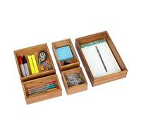 Seville Classics Lot de 5 boîtes à ustensiles de cuisine en bambou