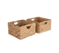 Seville Classics Panier à Linge Portable tissé à la Main avec poignées de Transport, Rangement Domestique pour vêtements, draps, Jouets, Jacinthe d'eau, rectangulaire (Lot de 2)