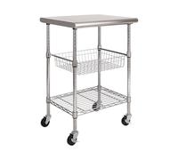 Seville Classics SHE18321 Desserte en Acier Inoxydable 61 x 51 x 91cm Métal chromé