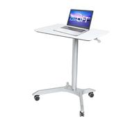 Seville Classics Airlift Sit-Stand Rolling Height Adjustable Student Classroom Laptop Home Office Chariot de Bureau pour Ordinateur Portable, Bois d'ingénierie Métal Aluminium, Blanc, 71 x 50 cm