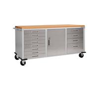 Seville Classics UHD20242 l'établi de 12 tiroirs, 182,9 x 50,8 x 95,2 cm, robuste en métal à revêtement poudré, en bois de hêtre, gris