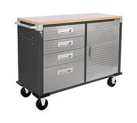 Seville Classics UltraHD® Établi Mobile de 4 tiroirs, pour Garage, Bureau, Atelier, 121,9 x 50,8 x 95,2 cm, Graphite