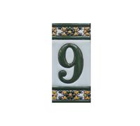 Sevillia Numéro 9 en céramique peint à la main Vert 11 x 5,5 cm
