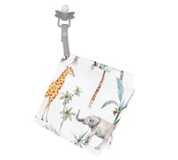 Sevira Kids - Doudou lange attache tétine en coton, Safari Made in France