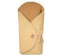 Couverture d'emmaillotage évolutive en gaze de coton jeanne camel à pois or TU