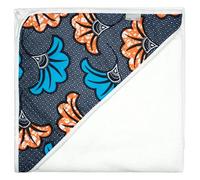 Sevira Kids - Grande cape de bain en coton et bambou, Wax Fleurs de mariage - 100 x 100 cm Made in France