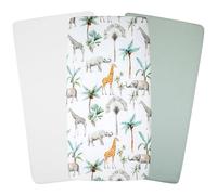 SEVIRA KIDS - Lot de 3 draps Housse Berceau en Coton, Safari Made in France