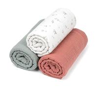 SEVIRA KIDS - Lot de 3 Draps Housses couffin en Gaze de Coton, Melody - 70 x 30 cm Made in France