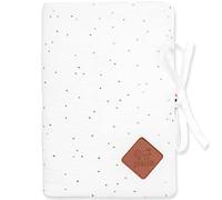 SEVIRA KIDS | Protège carnet de santé en gaze de coton, Jeanne - 17 x 23 cm Blanc à pois or - Made in France