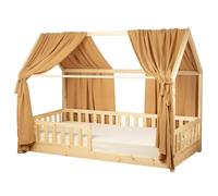 Sevira Kids - Set Double Ciel de lit cabane en Gaze de Coton Duo - 130x330 cm Made in France