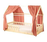 Sevira Kids - Set Double Ciel de lit cabane en Gaze de Coton - 130x330 cm Made in France