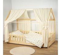 Sevira Kids | Set Double Ciel de lit cabane en Gaze de Coton - 130x390 cm Écru - Made in France