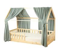 Sevira Kids - Set Double Ciel de lit cabane en Gaze de Coton - 130x420 cm Made in France